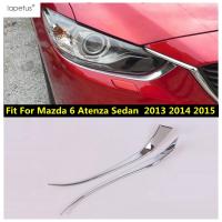 “{》} อุปกรณ์เสริมโครเมี่ยม2ชิ้นสำหรับซีดาน Mazda 6 Atenza ซีดาน2013 2014 2015โคมไฟหลอดไฟหน้าหน้าแต่งขอบตาแผ่นประดับตกแต่งคิ้วชุดตะแกรง