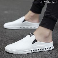 COD DSFGREYTRUYTU Hot sale▥Summer men s Korean canvas casual trend old Beijing cloth shoes breathable one-foot lazy white half-board shoes