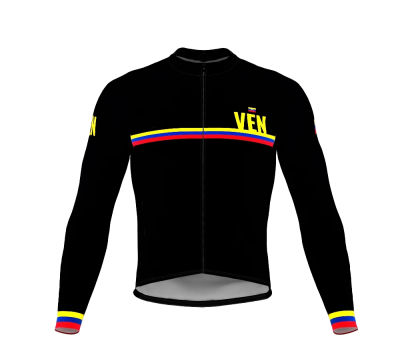Venezuela Winter Thermal Fleece Road Cycling Jersey Mans Long Sleeve Mountain Racing Bicycle Bike MTB Clothing