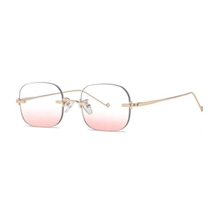 cod-desire-blush-gradient-pink-rimless-round-face-plain-artifact-can-be-equipped-with-degree-myopia-frame-decoration