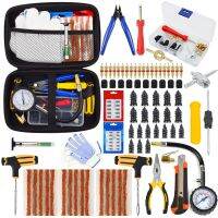 Car Tire Repair Tool Kit Studding Set Auto Bike Pture Plug Garage Needle Nose Pliers Vacuum Film Nail Screws W/ Storage Case