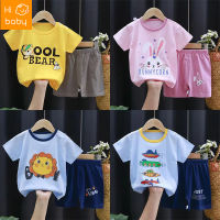 Childrens Short-Sleeved Suit Summer Pure Cotton Boys Clothes Girls T-shirt Summer Baby Clothes