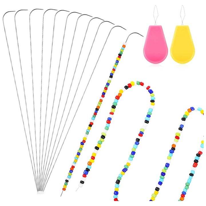 Curved Beading Needle with Bead Needle Threader,Bead Spinner Needle