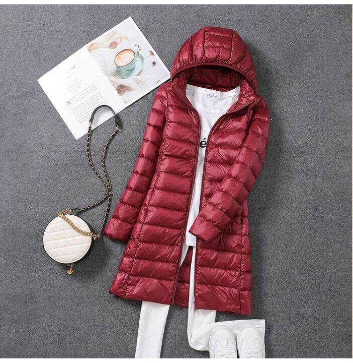 2023-women-spring-jacket-ultralight-thin-packable-down-long-jacket-female-hat-detachable-slim-fit-skirt-coat-portable-outwear