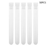 【CW】♝❣☋  50Pcs/Pack 12x100mm Transparent Laboratory Plastic Test Tubes Vials With Push Cap School Lab Supplies 85WD