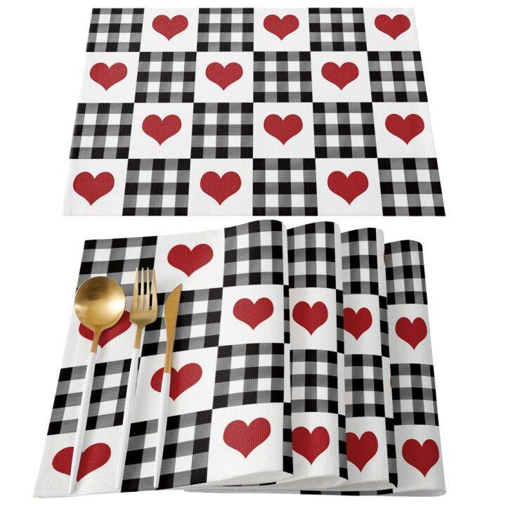 4pcs-valentines-day-placemat-heat-insulation-non-slip-tea-coaster-cup-holder-coaster-dining-table-bowl-mats-kitchen-accessories