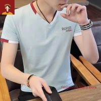 CODiy085671 【M-3XL】 现货?Fashionista Mens Store Ready Stock [95 Cotton] Spring Summer Short-Sleeved T-Shirt Korean Version Slim-Fit V-Neck Handsome Bottoming Shirt Trendy Top 【95 棉】春夏季男士短袖t恤韩版修身V领帅气打底衫潮流男装上衣