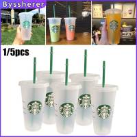 Byssherer Star-Bucks แก้วแบบมีหลอดแก้วใสสีเขียวฟางเด็กแก้วแบบมีหลอด473Ml แก้วน้ำ