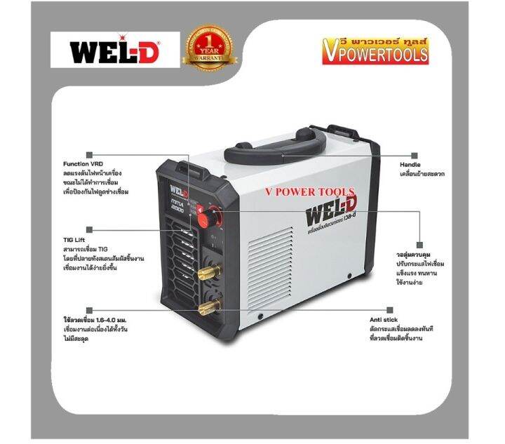 wel-d-mma200d-เครื่องเชื่อมอินเวอร์เตอร์-nbsp-10-160a-220v-ใช้ลวดเชื่อม-1-6-4-0มม-รับประกัน-1ปี-รุ่นใหม่พัดลมระบายอากาศได้ดีกว่า