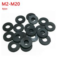 50/100/200/500 Buah M2 M2.5 M3 M4 M5 M6 M8 - M20 Cincin Gasket Isolasi Pengatur Jarak Pesawat Pencuci Datar Nilon Hitam untuk Baut Sekrup