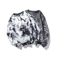 Hip Hop Tie-dye Crewneck Pullover Sweatshirt Long Sleeved Streetwear Men Women The Same Loose Plus Fleece Sweatshirt Tops