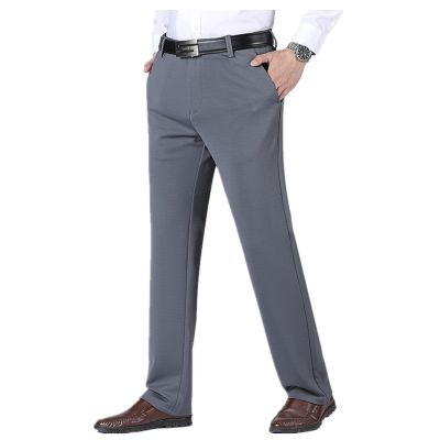กางเกงขายาวพิธีการผู้ชายสีดำสีน้ำเงินหนายืดหยุ่นสูทบุรุษทรงใหญ่ขนาดพิเศษใหญ่46 48 50 52กางเกงทำงาน