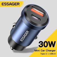 Essager USB C ที่ชาร์จแบตในรถชาร์จเร็วสำหรับ Xiaomi Iphone 12 13หัวเว่ย Oneplus Poco3 Samsung 30W Typec ที่ชาร์จโทรศัพท์ในรถยนต์