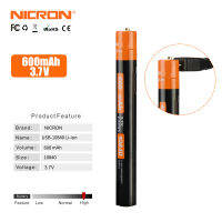 Nicron ความจุสูง10840 USB-10840 Li-Ion Ba-Tbattery ชาร์จใหม่ได้ USB หลุม600MAh/3.7V ใช้ได้ B24/N73/B73