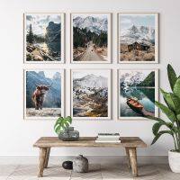 Rustic Landscape Posters Mountain Canvas Painting Wall Pictures Room