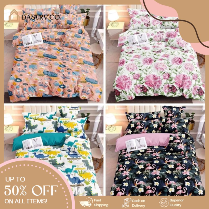 Dasurv.Co (6 of 12 Designs/1 ) 3 in 1 Canadian Bedsheets Lazada PH