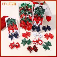 MUBAI 6/8pcs/set งานเลี้ยงปีใหม่ โบว์คริสต์มาส อุปกรณ์เสริมผมเด็ก อุปกรณ์ตกแต่งคริสต์มาส โบว์ติดผม ของใหม่ โพลีเอสเตอร์ คลิปหนีบผม สำหรับเด็กผู้หญิงเด็ก