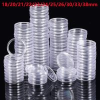 ✿♂◊ 18/20/21/22/23/24/25/26/30/33/38/39mm Coin Collection Holder Capsules Clear Round Plastic Coin Storage Box Container Case Gift