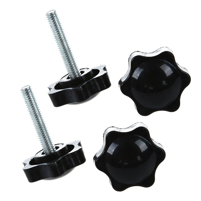 M6 Female Thread Five Pointed Star Cap Clamping Knob Grips Black 6pcs 
