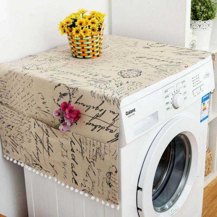 cartoon-geometric-cotton-linen-washing-machine-dust-cover-cloth-waterproof-refrigerator-bedside-table-drum-washing-machine-cover