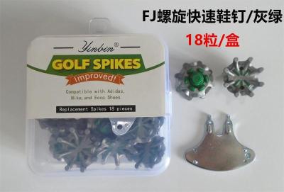 Titleist DESCENNTE PEARLY GATES ❁ 18 เม็ด/กล่องรองเท้ากอล์ฟเดือยแหลม FJ รองเท้ากอล์ฟแบบเกลียวเร็วเดือยเล็บแปดกรงเล็บทนทานต่อการสึกหรอและทนทานสีเทาสีเขียว