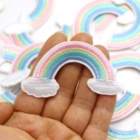 3pcs/lot  Lovely Rainbow Bow Heart Embroidered Patches For Clothing T-shirt Jeans Iron on Clothes Badges Appliques Stripe Diy  Furniture Protectors  R