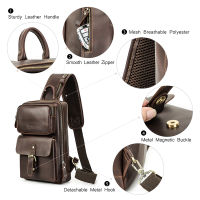 CONTACTS Men Chest Bag Designer ของแท้หนัง Crossbody กระเป๋าสำหรับ Man Travel Casual Messenger กระเป๋า Vintage ไหล่ Hangbaghot