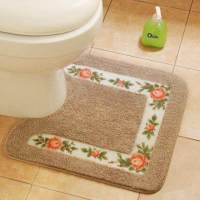 [COD]Pastoral Style Toilet Rug Flower Pattern Bathroom Mat Set U Shape Toilet Cars Floor Decor Bath Mat Set Fiber Toilet Lid Cover