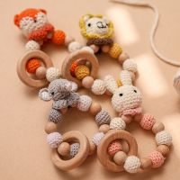 1pcs Wooden Teether Elephant Crochet Beads Baby Toys Baby Rattle Bracelet Chewable Teething Beads For Kids Gifts Newborn Toys