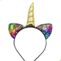 Glitter Headband Accessories Sequins Flip Hair Cat Ears Rainbow Can Unicorn