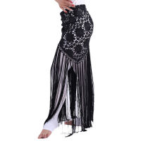 Hand Made Belly Dance เสื้อผ้าผู้หญิง Dancewear ดอกไม้ยาว Fringe Hand โครเชต์สามเหลี่ยมเข็มขัด Belly Dance สะโพกผ้าพันคอลูกไม้...