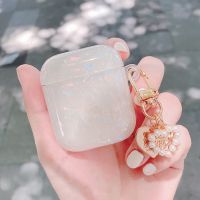 พวงกุญแจเปลือกหอยมุกสีขาวสีสันสดใสใหม่ล่าสุดสำหรับ Airpods 2 3เคสหูฟังซิลิโคนลายเปลือกหอยสุดหรูสำหรับ