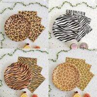 ♞✽ Wild Animals Pattern Disposable Plates Jungle Safari Animal Print Napkins Giraffe Zebra Tiger Leopard 1st Birthday Party Decors