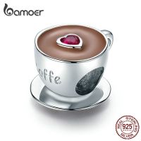 BAMOER Coffee Cup Charm Beads fit European celet diy 925 Sterling Silver SCC1286