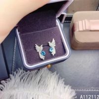 Fine Jewelry 925 Sterling Silver Inset With Natural Gemstone Womens Luxury Classic Bird Apatite Earrings Ear Studs Support Dete