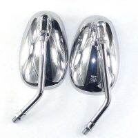 Motorcycle Chrome Oval Side Mirrors 10mm Thread for 150 Scooter Baron BMS Retro Lance Vintage 150T-E Rear View Mirrors