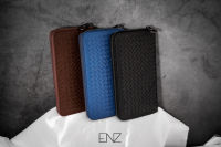 ENVISZO ZIPPER WALLET กระเป๋าสตางค์แบบยาวมีซิป หนังสานแท้