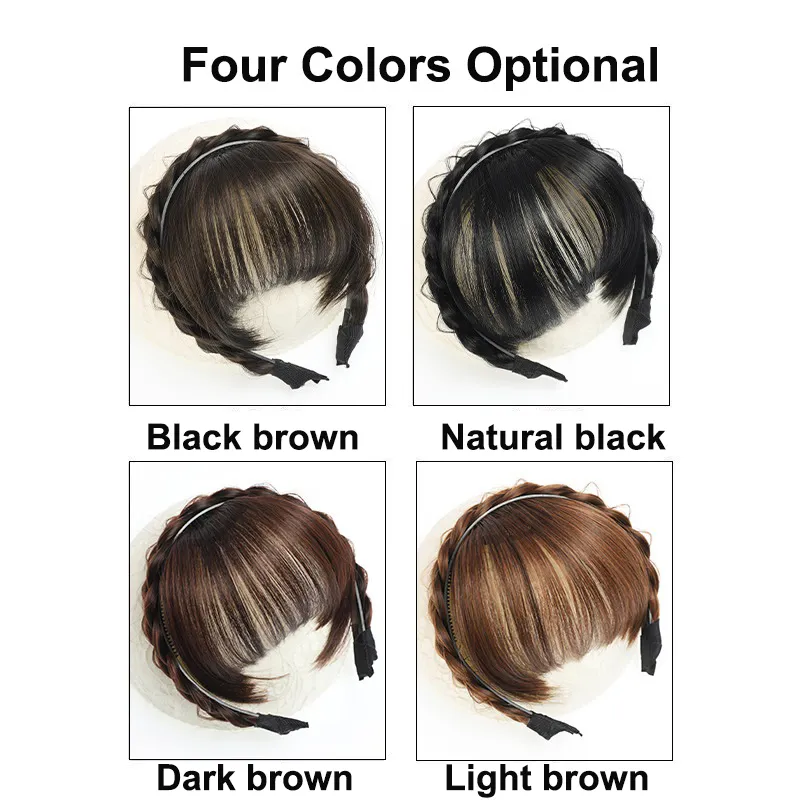 Synthetic Natural Headband Air Wigs Bangs With Braids Heat Resistant Air Bangs in Hair Extensions Hairpieces for Women Synthetic Natural Headband Air Wigs Bangs With Braids Heat Resistant Air Bangs in Hair Extensions Hairpieces for Women