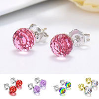 Colorful Rhinestone Ball Ear Jewelry 6/8mm Women Girls Simple Multicolor Stud Earrings Crystal Charming Ear Jewelry Bright