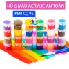 Bộ sơn màu acrylic 6 màu nước hộp 3ml kèm cọ vẽ - ảnh sản phẩm 1