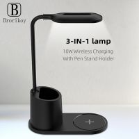 Touch Dimmable LED Desk Lamp 10W Quick Wireless Charger USB Charging Table Light for Children Kids Reading Study Bedside Bedroom Car Chargers