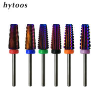 HYTOOS 2Pcs Purple 5 in 1 Tapered Carbide Nail Drill Bits Milling Cutter for Manicure Remove Gel Acylics Nails Accessories Tool
