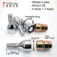 4Bolts 2Keys M12x1.25x28mm 1.25 Wheel Locks Bolts Silver Anti sheft Fit For Peugeot 301 307 308 408 508 Trumpchi GS4 GS8