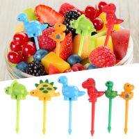 6 Pcs/Set Fruit Fork Anti-slip Cartoon Plastic Dinosaur Shaped Bento Stick BPA Free Dessert Toothpick Children Party Supply