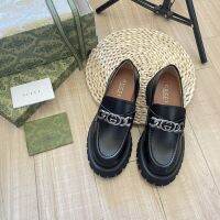 [High Quality] Fast Delivery Newga~ca~Genuine Leather Chain Thick Sole Loafers