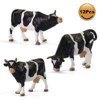 12pcs24pcs Well Painted 1:43 Scale PVC Model Cows Black and White O Scale Animals Desktop Decor Mini Railway Scenery AN4301