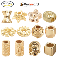 Beebeecraft 2-20 pc 18K Gold Plated Spacer Beads Round Shape Alloy Beads for Bracelet Necklace DIY Jewelry Making