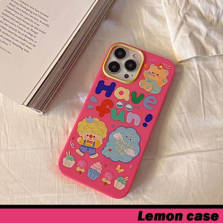 lemon-เคสโทรศัพท์มือถือ-แบบนิ่ม-ลายการ์ตูนกราฟฟิตี้-สีชมพู-มันวาว-สไตล์เกาหลี-สําหรับ-14-14pro-14plus-14promax-7-8-7plus-8plus-11-12-x-xs-xr-xsmax-11pro-12pro-11promax-12promax-13-13pro-13promax-qc731