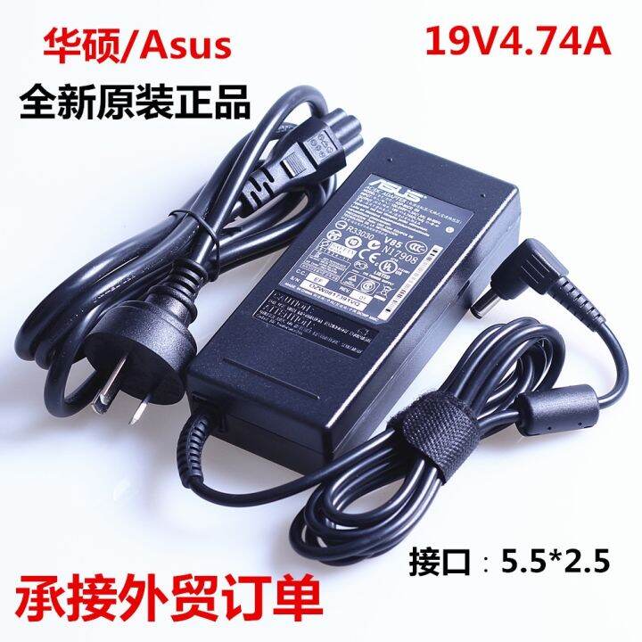 อะแดปเตอร์ไฟแล็ปท็อปของแท้19v4-74a-90w-สำหรับ-asus-a43s-k55v-x450-v450-a45-k45-f88-a40jy-jz-jb-jc-f70-a55v-f80s-f83se-f81-k75a-de-vjj-vj-vm-k84hr-u30-jc-u31jg-sd-sd-sg-u32vj-vm-x42jy-jz-x43sa