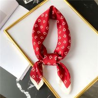 Letter D Print Women Neck Scarf Square Silk Hair Band Scarves Foulard Female Neckerchief Red Headband Wraps Bandana